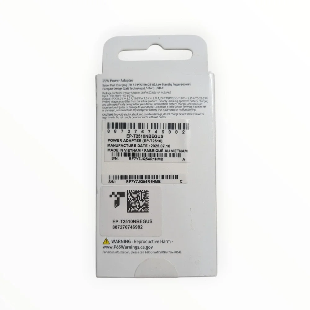 Aa2-O Original Samsung T2510 25W USB-C‎ Super Fast Charging Wall Power Adapter